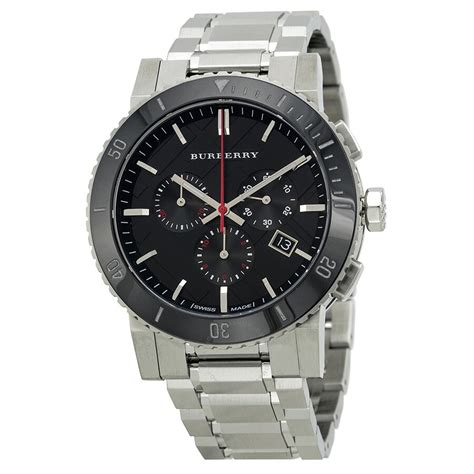 Burberry Black Dial Chronograph Stainless Steel Men's Watch 